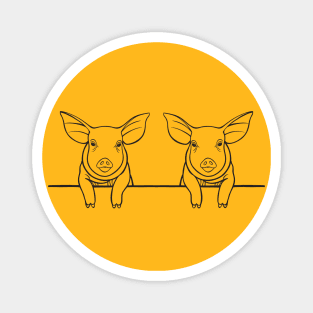 Piglets in Love - cute farm animal design - yellow Magnet